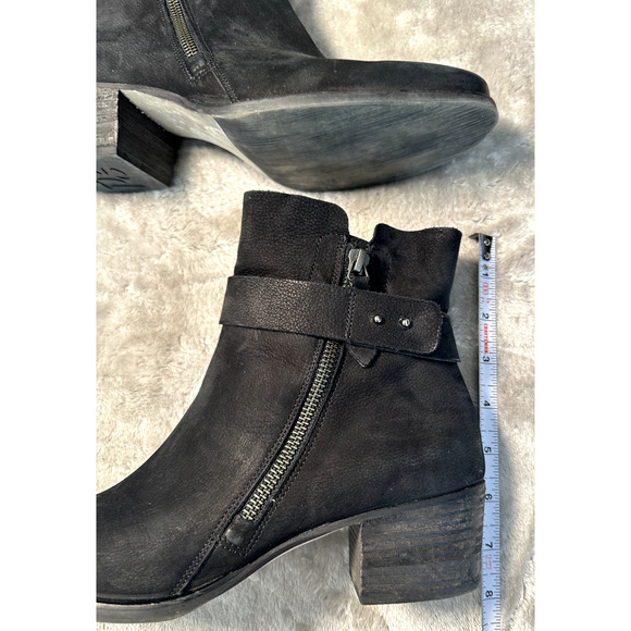 Paul Green Black Leather Nubuck Sheridan Ankle Moto Zip Boots Womens US Size 9 - Picture 7 of 9